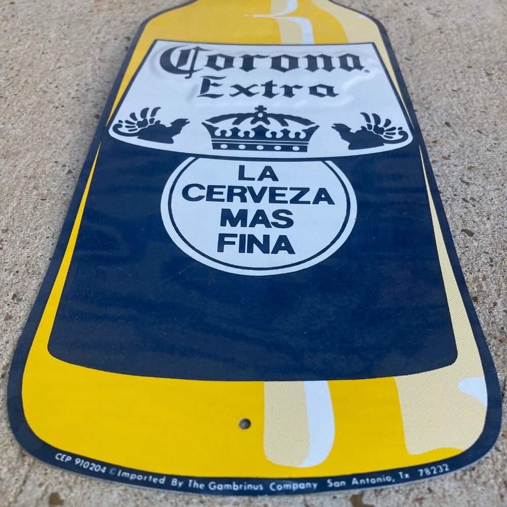 CORONA EXTRA 'LA CERVEZA MAS FINA' BEER BOTTLE ADVERTISING METAL BAR SIGN 20"
